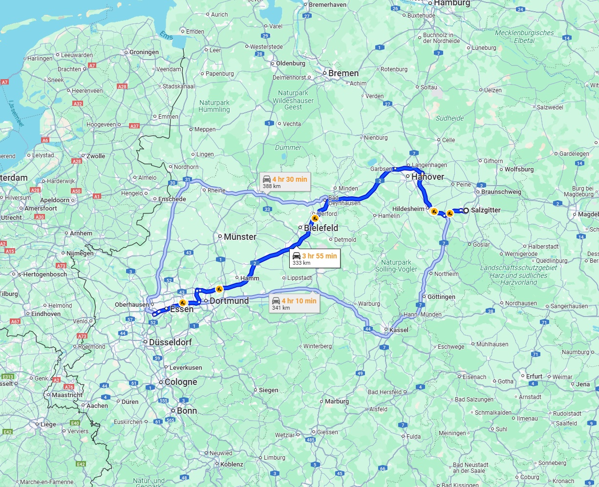 Anreise von Salzgitter Zu Mülheim an der Ruhr Über via A2