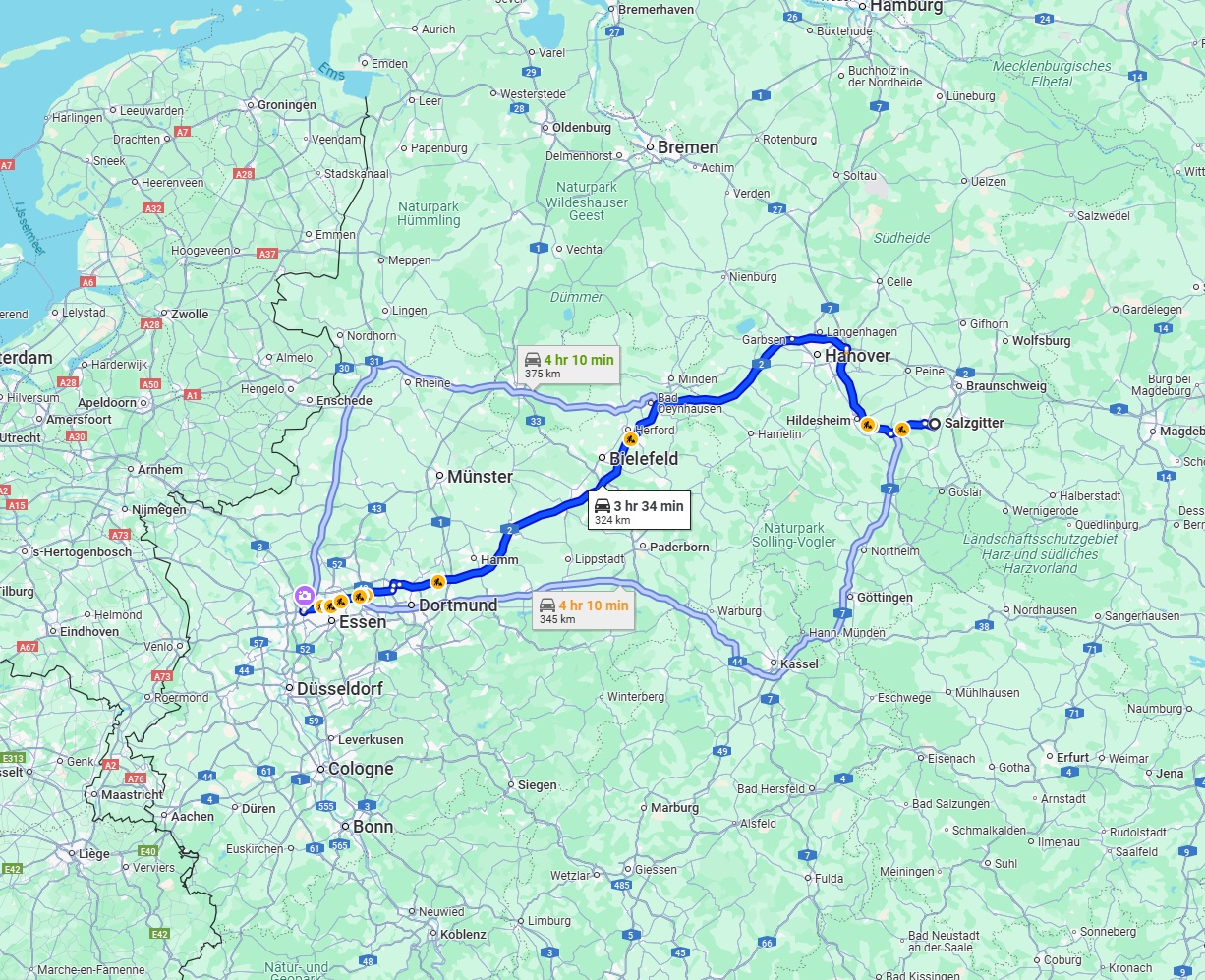 Anreise von Salzgitter Zu Oberhausen Über via A2