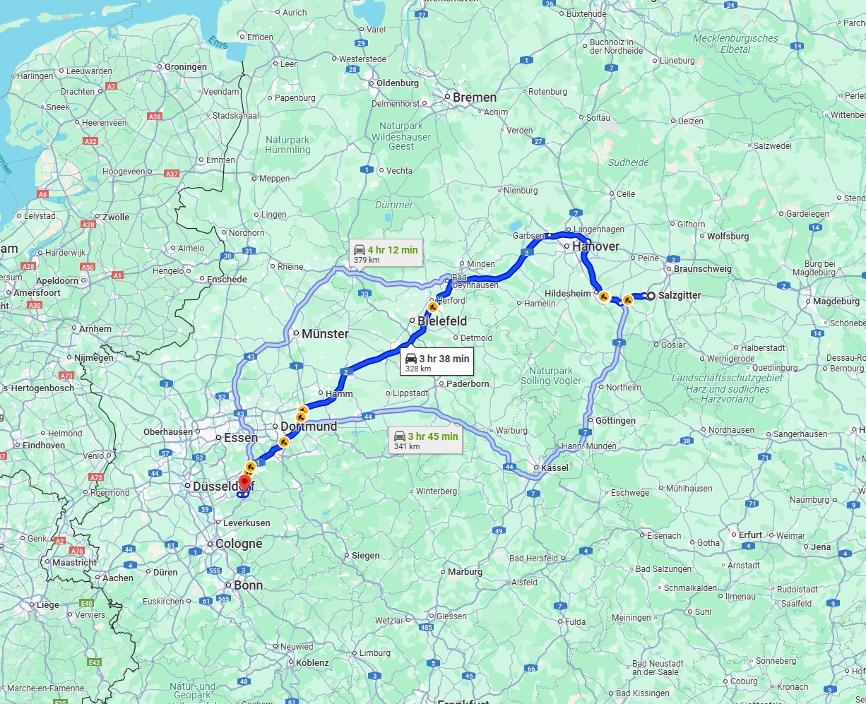 Anreise von Salzgitter Zu Remscheid Über via A2