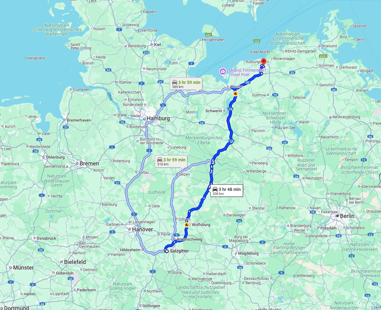 Anreise von Salzgitter Zu Rostock Über via A14