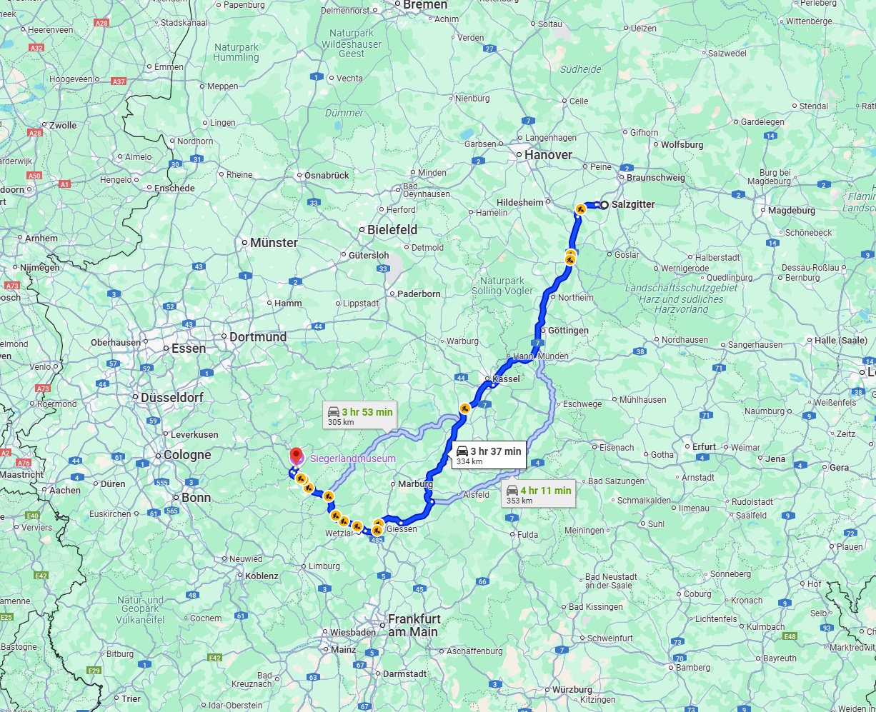Anreise von Salzgitter Zu Siegen Über via A7 and A49