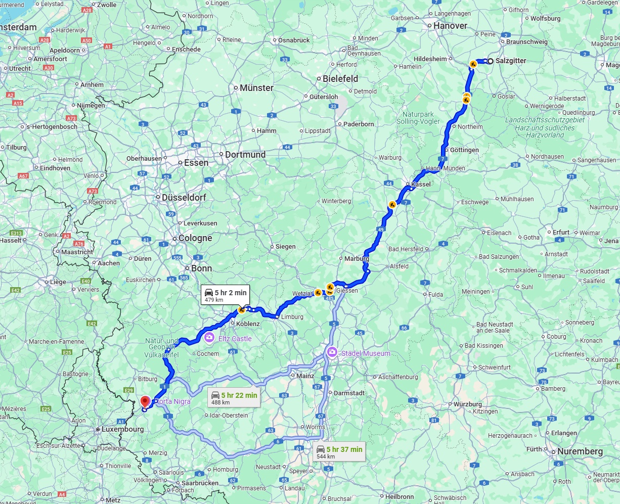 Anreise von Salzgitter Zu Trier Über via A7