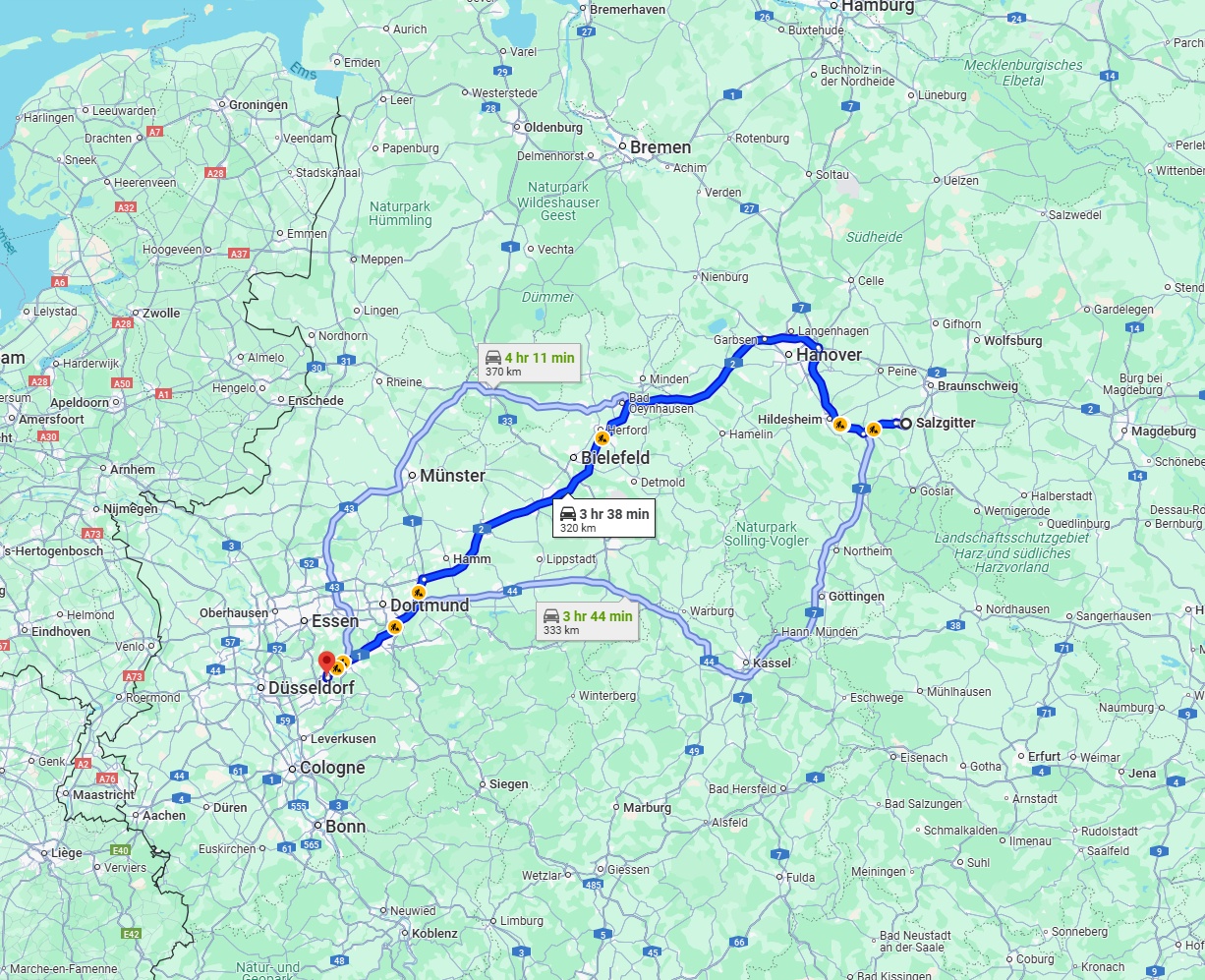 Anreise von Salzgitter Zu Wuppertal Über via A2