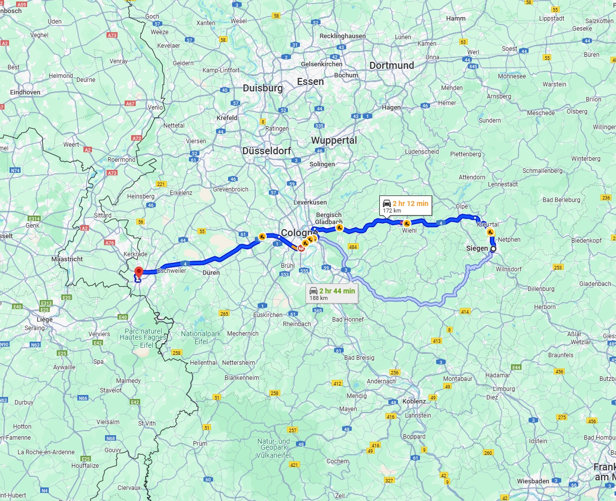 Anreise von Siegen Zu Aachen Über via A4