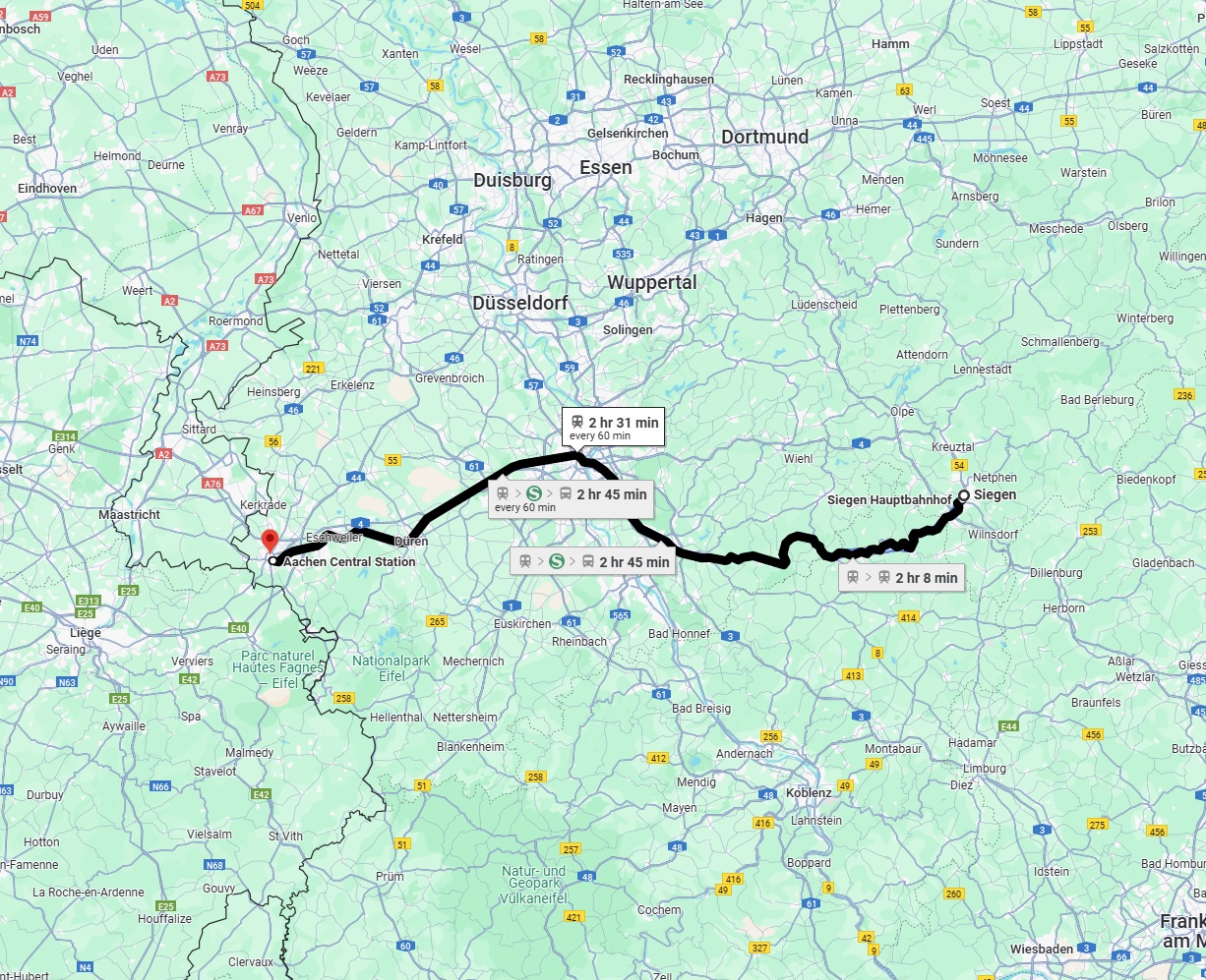 Anreise von Siegen Zu Aachen Über 