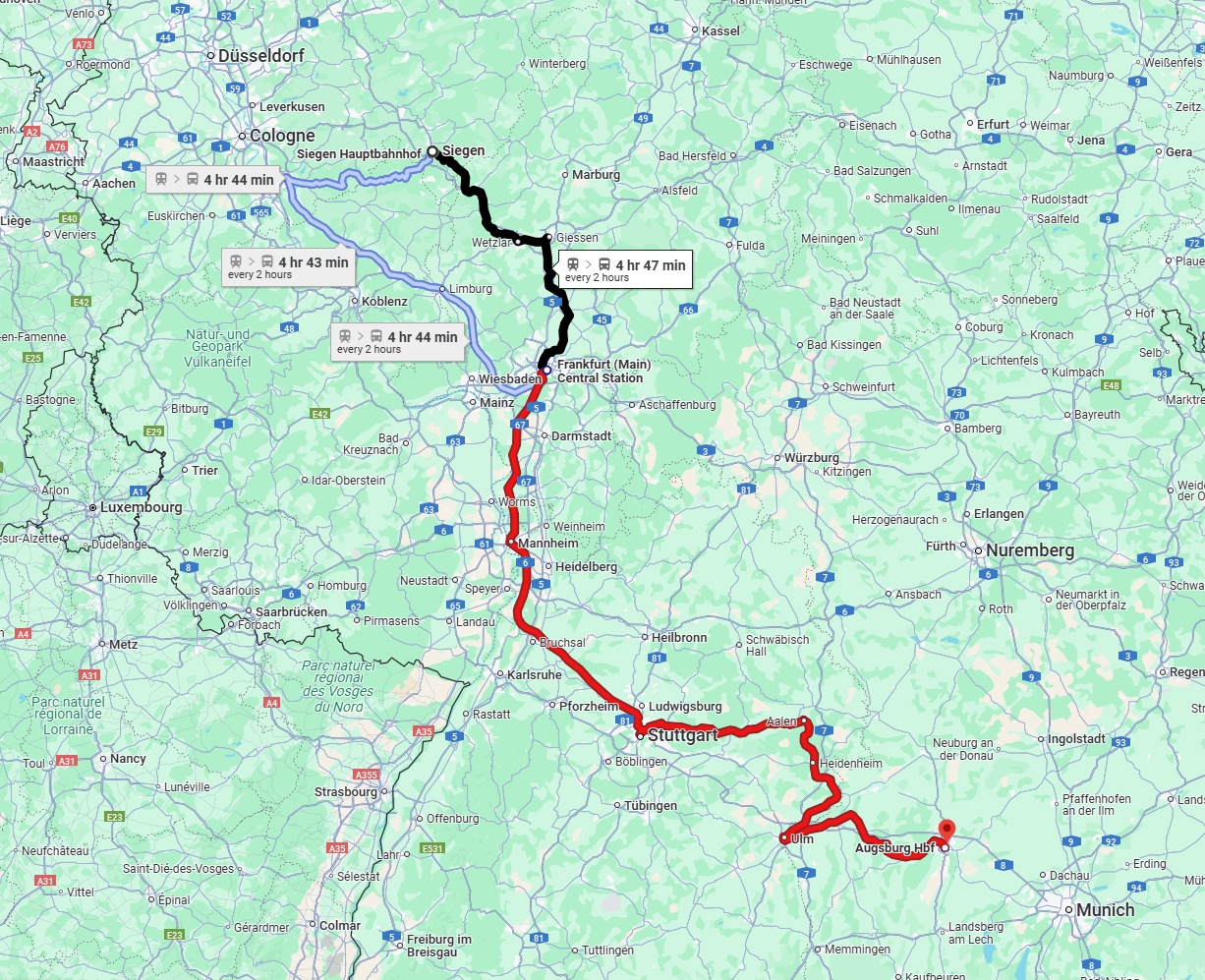 Anreise von Siegen Zu Augsburg Über 