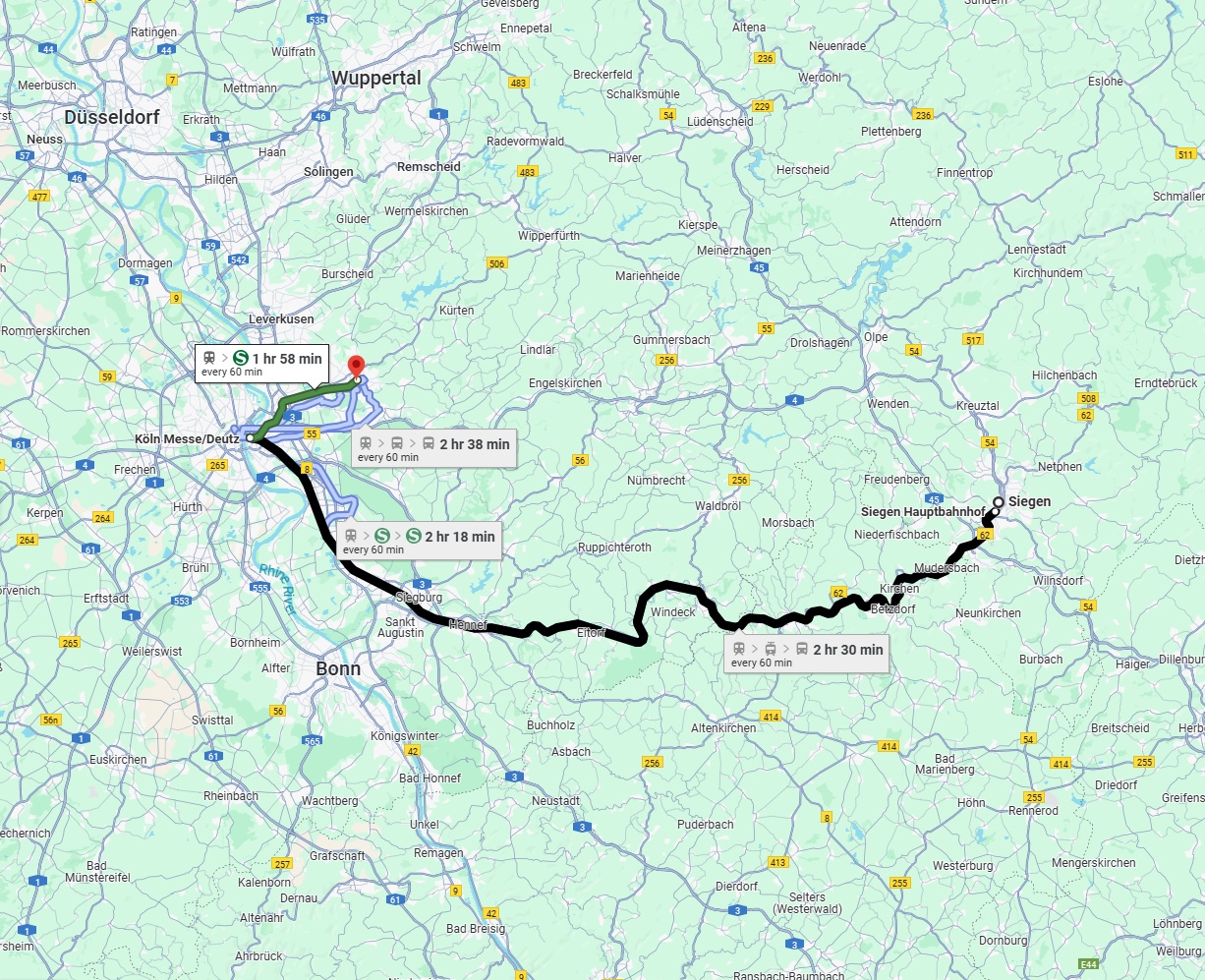 Anreise von Siegen Zu Bergisch Gladbach Über 