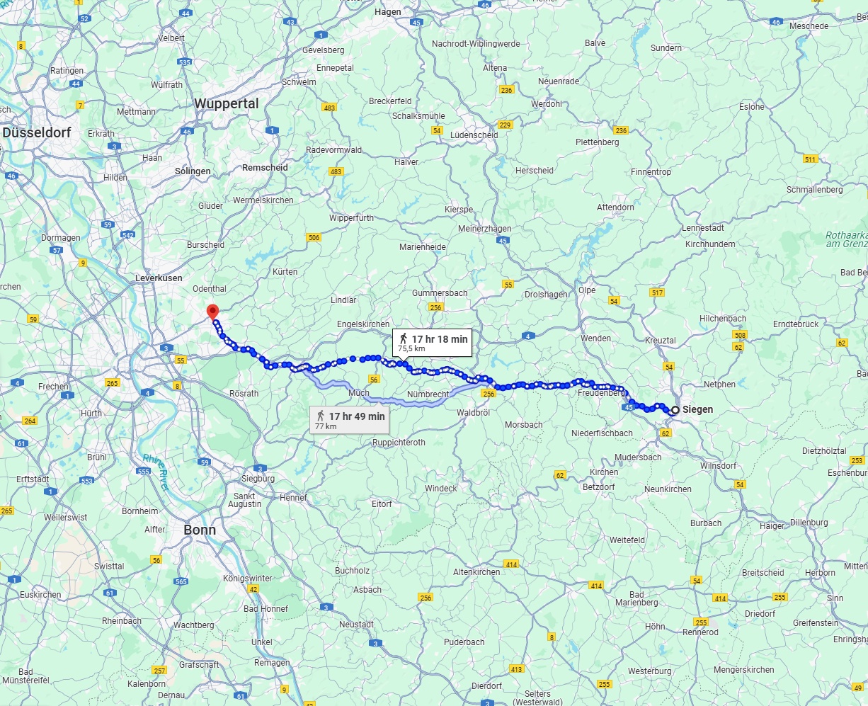 Anreise von Siegen Zu Bergisch Gladbach Über 