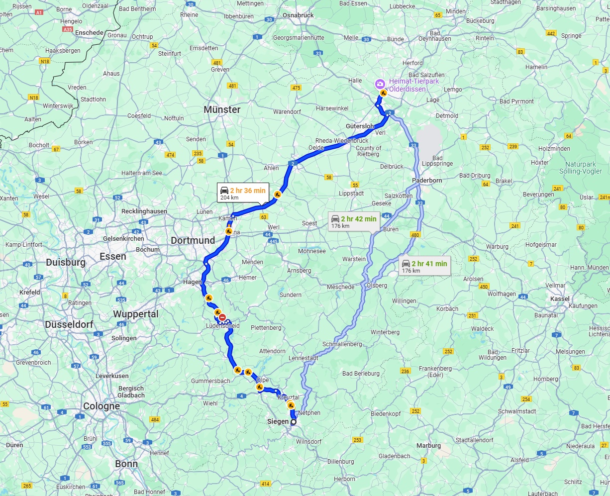 Anreise von Siegen Zu Bielefeld Über via A45 and A2