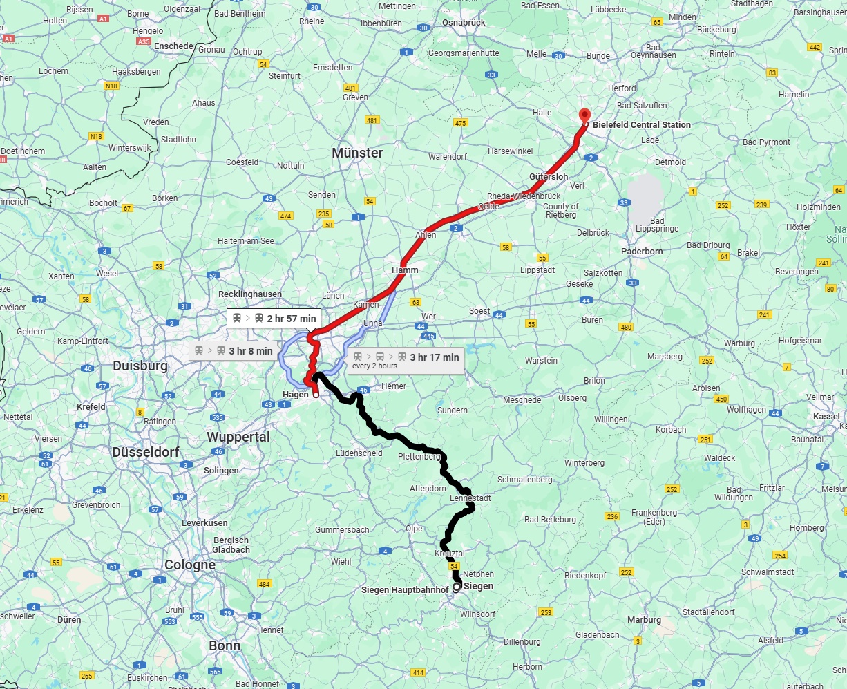 Anreise von Siegen Zu Bielefeld Über 