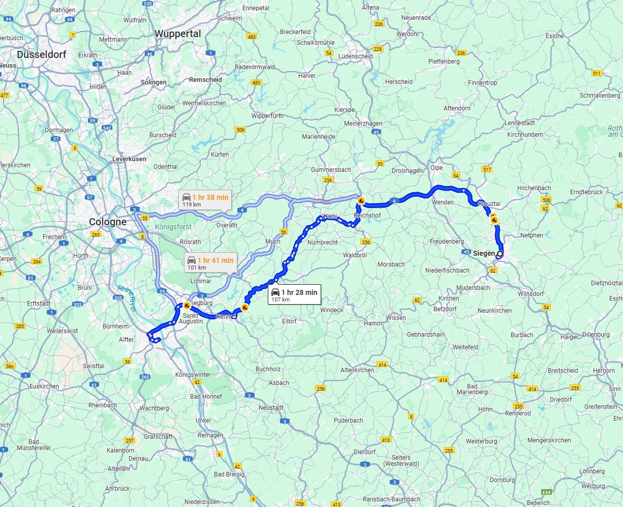 Anreise von Siegen Zu Bonn Über via A4