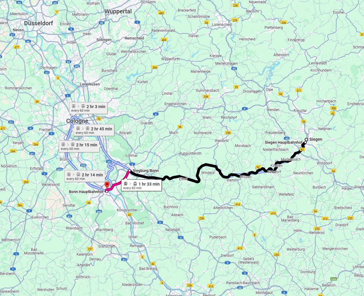 Anreise von Siegen Zu Bonn Über 