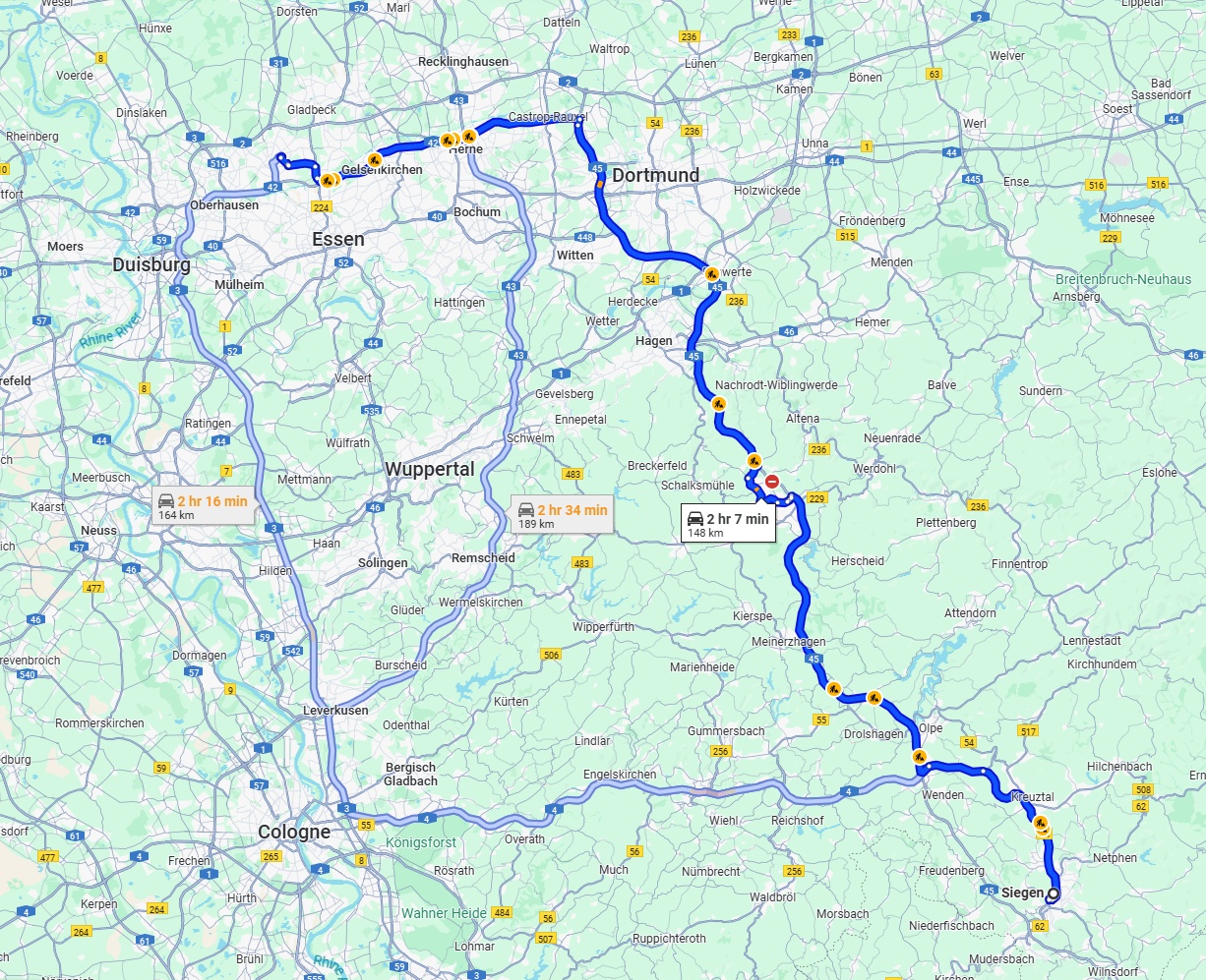 Anreise von Siegen Zu Bottrop Über via A45