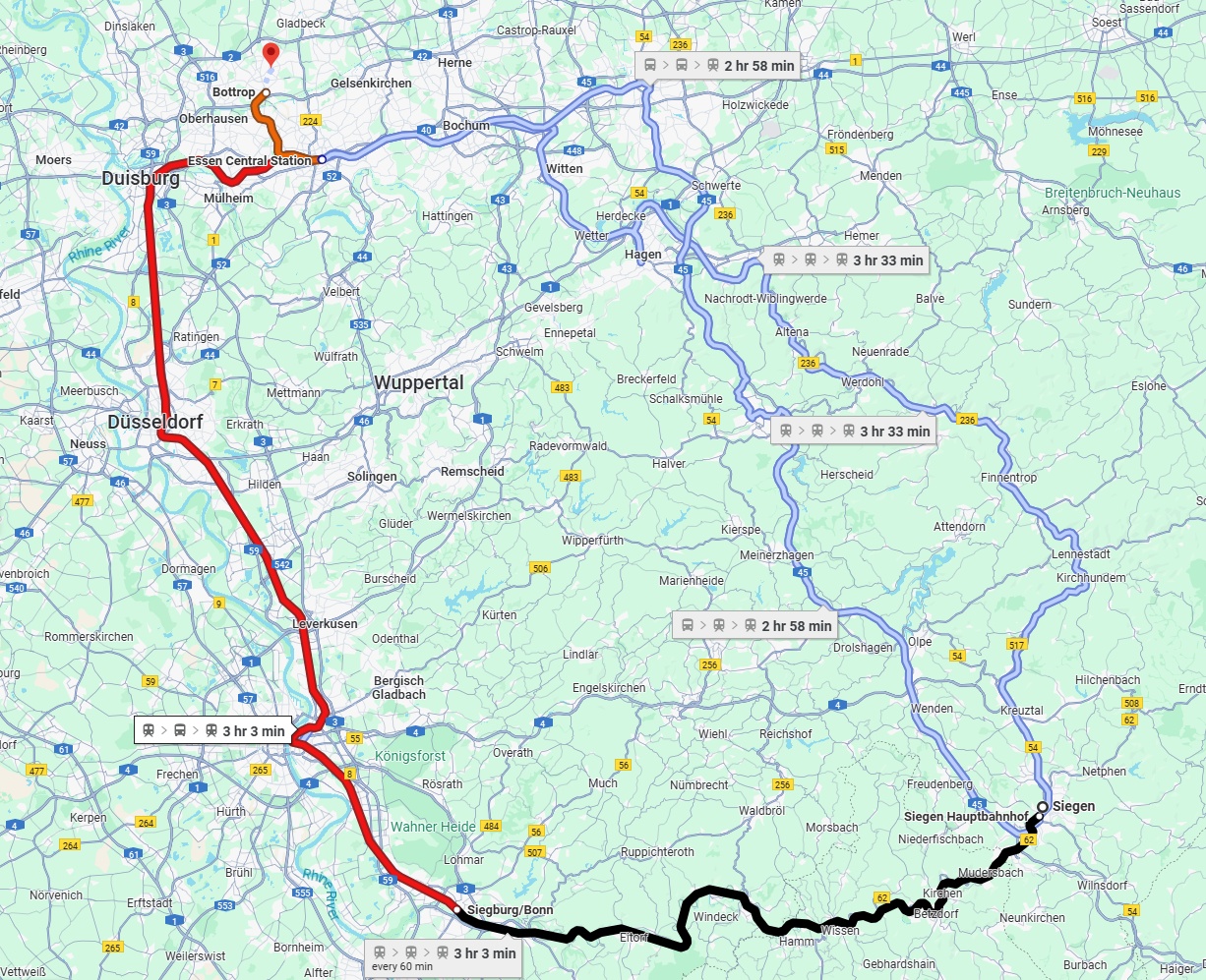 Anreise von Siegen Zu Bottrop Über 