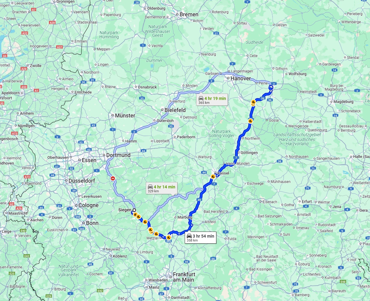 Anreise von Siegen Zu Braunschweig Über via A7