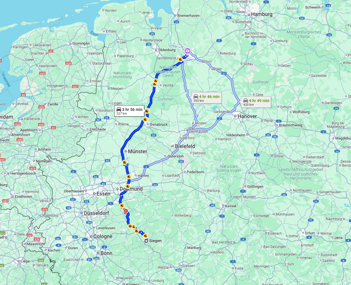 Anreise von Siegen Zu Bremen Über via A1