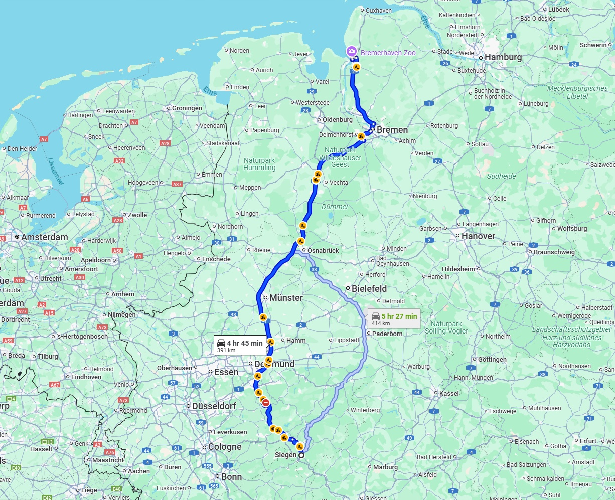 Anreise von Siegen Zu Bremerhaven Über via A1