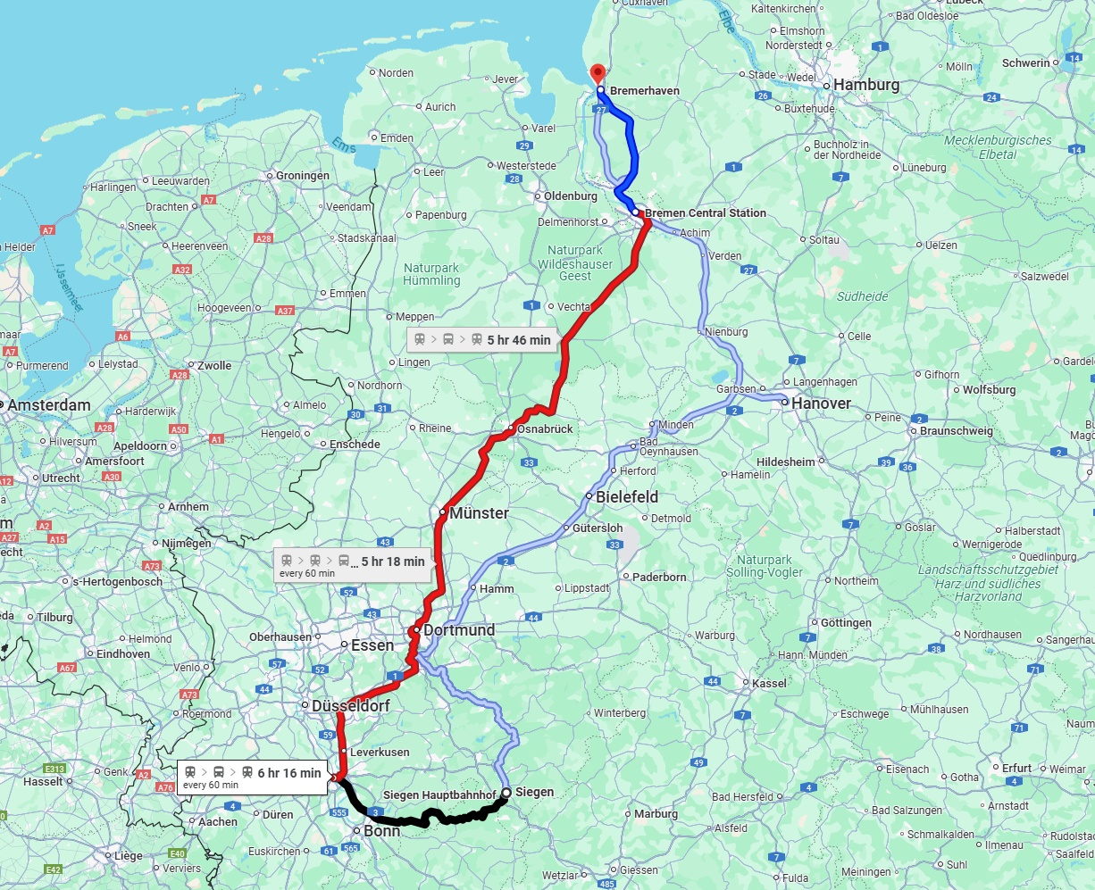 Anreise von Siegen Zu Bremerhaven Über 