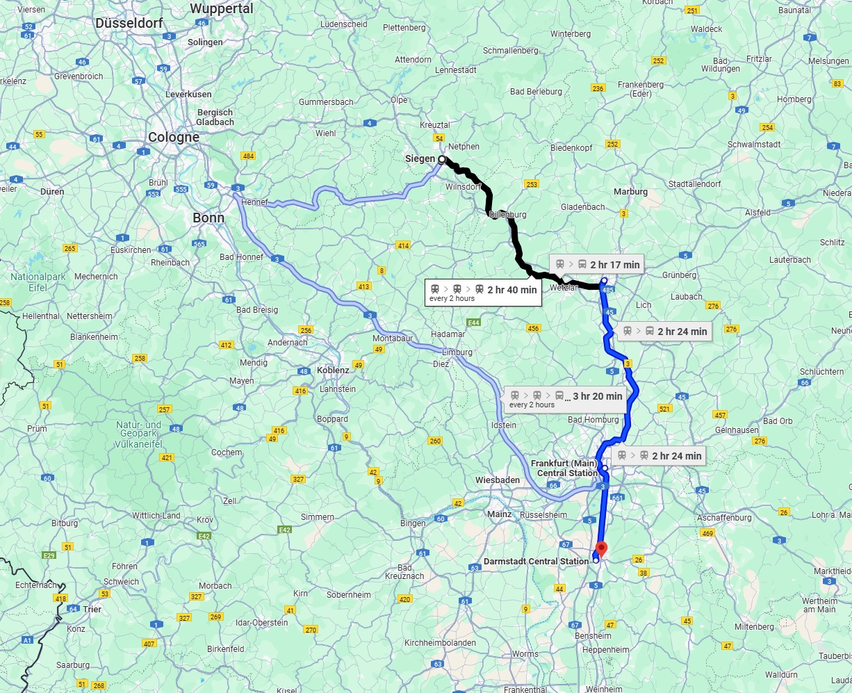Anreise von Siegen Zu Darmstadt Über 