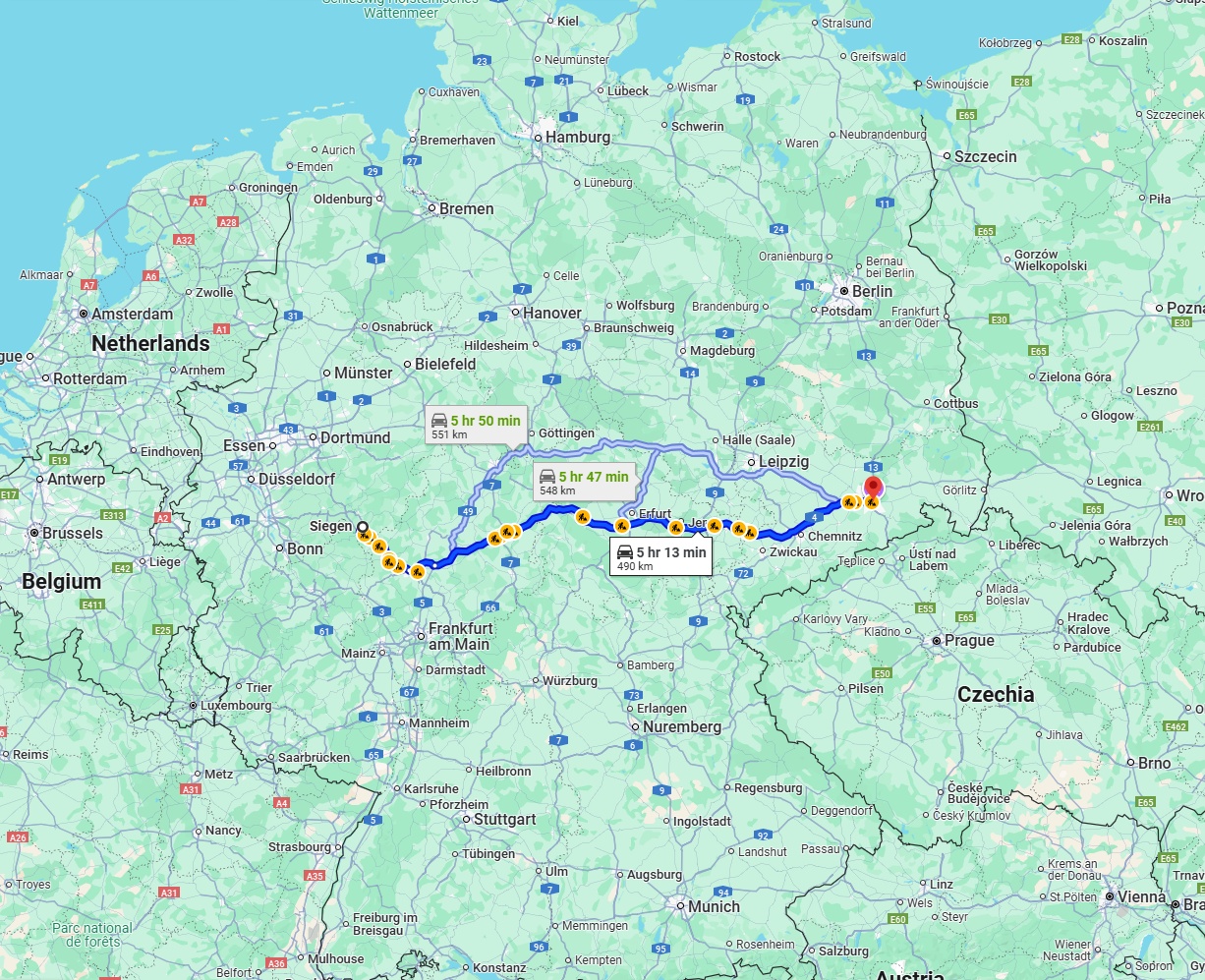 Anreise von Siegen Zu Dresden Über via A4