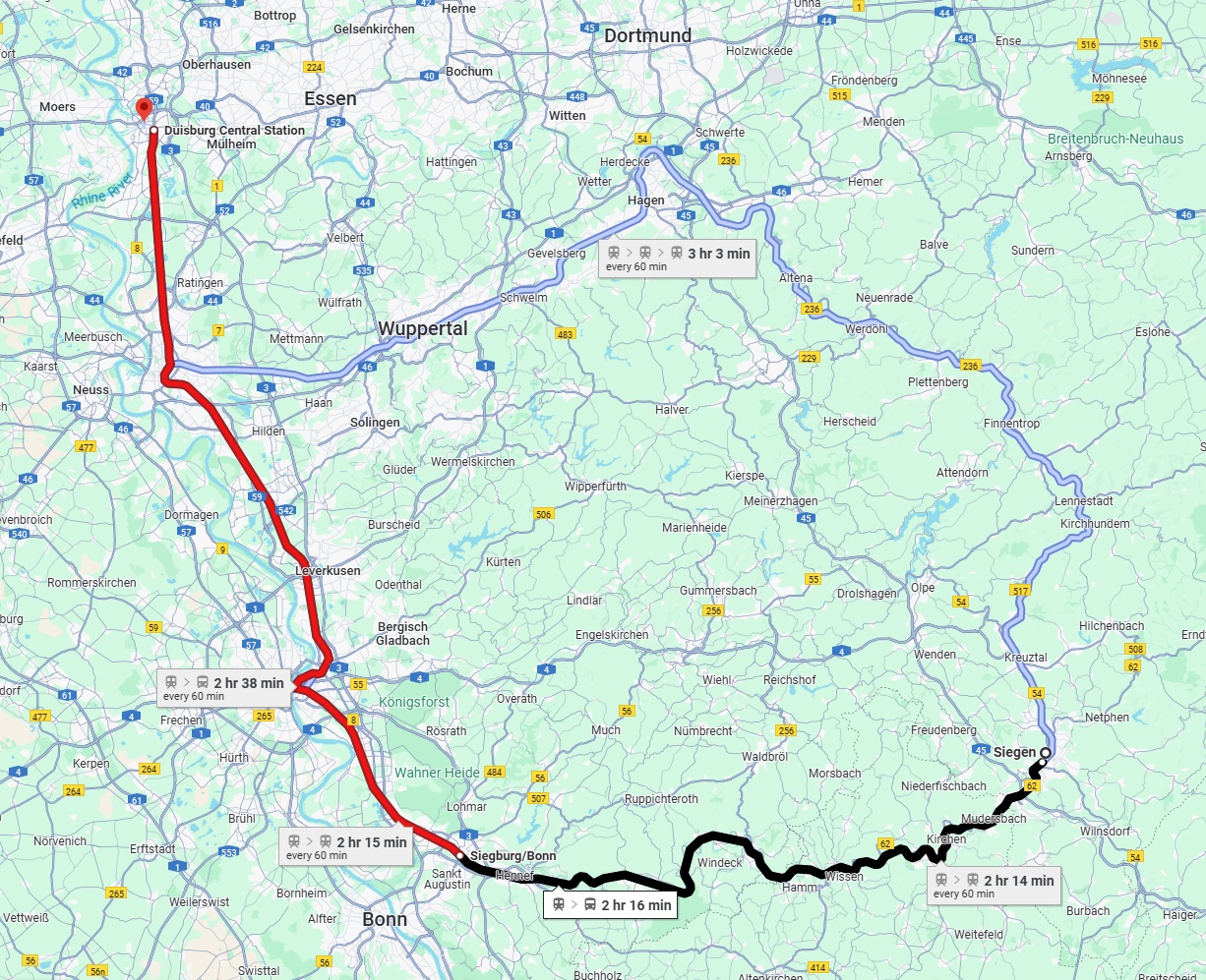 Anreise von Siegen Zu Duisburg Über 