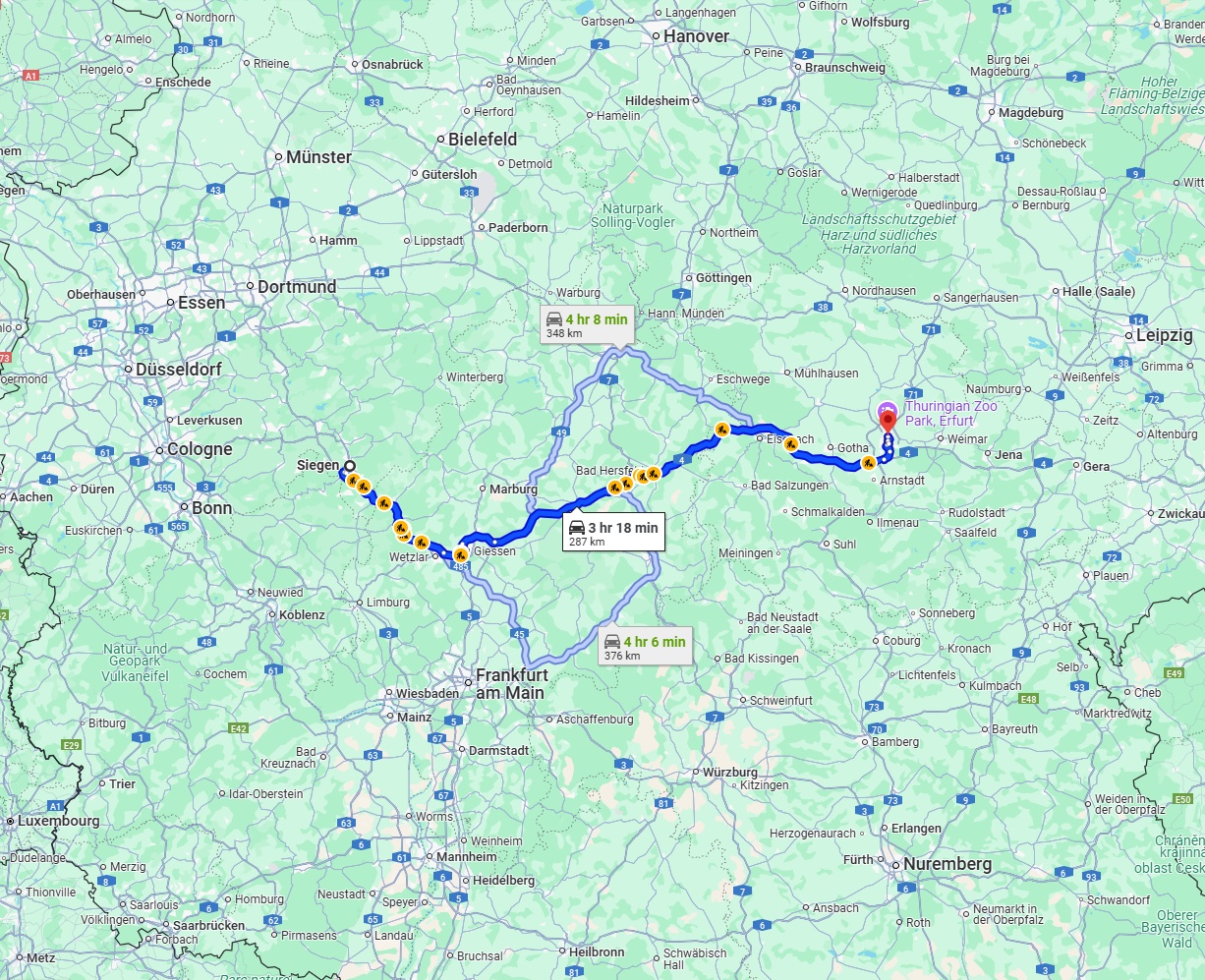 Anreise von Siegen Zu Erfurt Über via A4