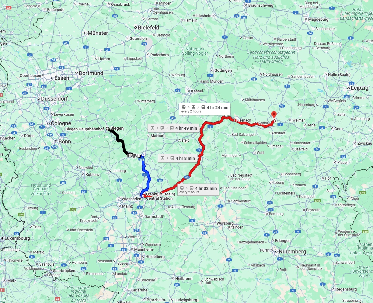 Anreise von Siegen Zu Erfurt Über 