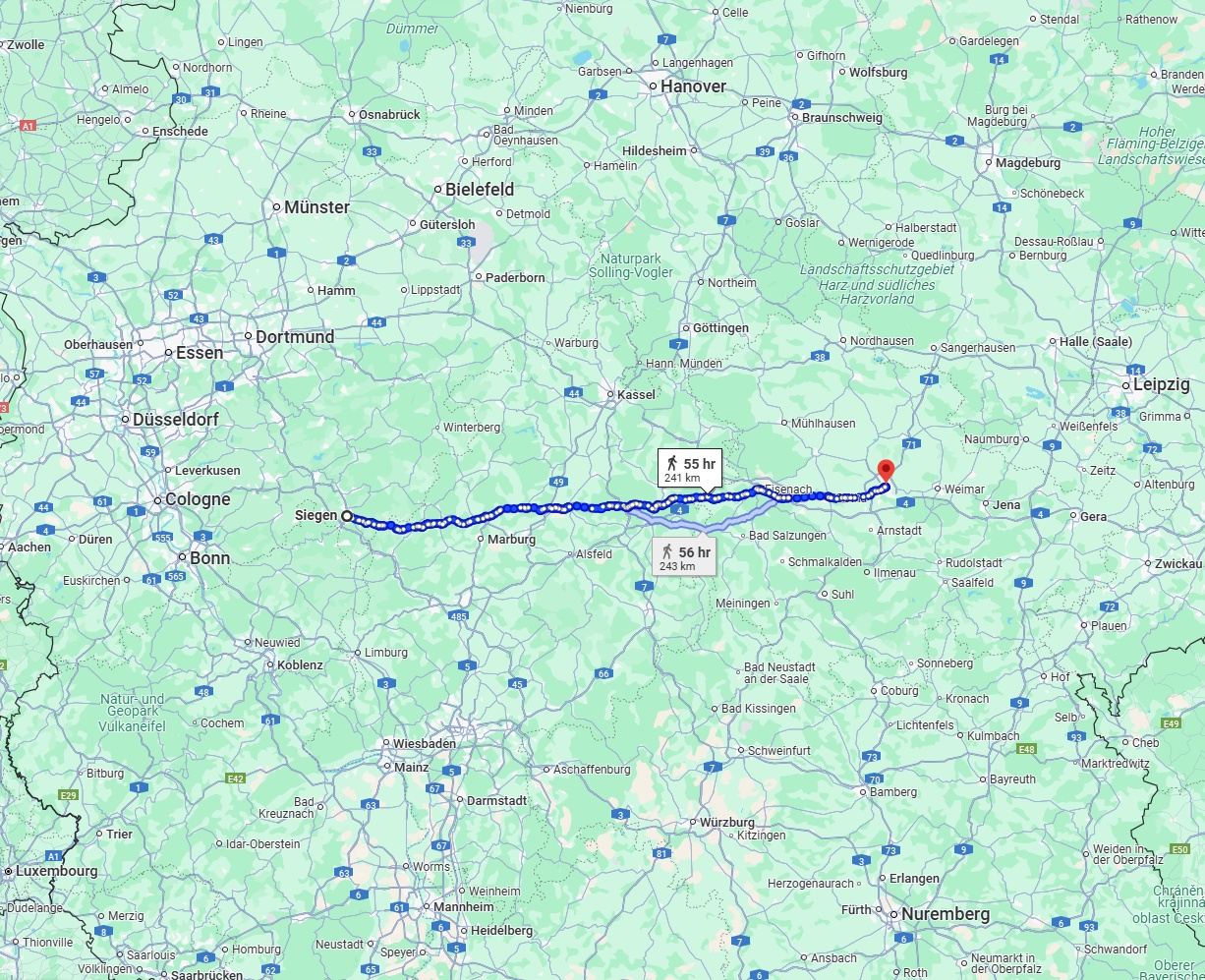 Anreise von Siegen Zu Erfurt Über 