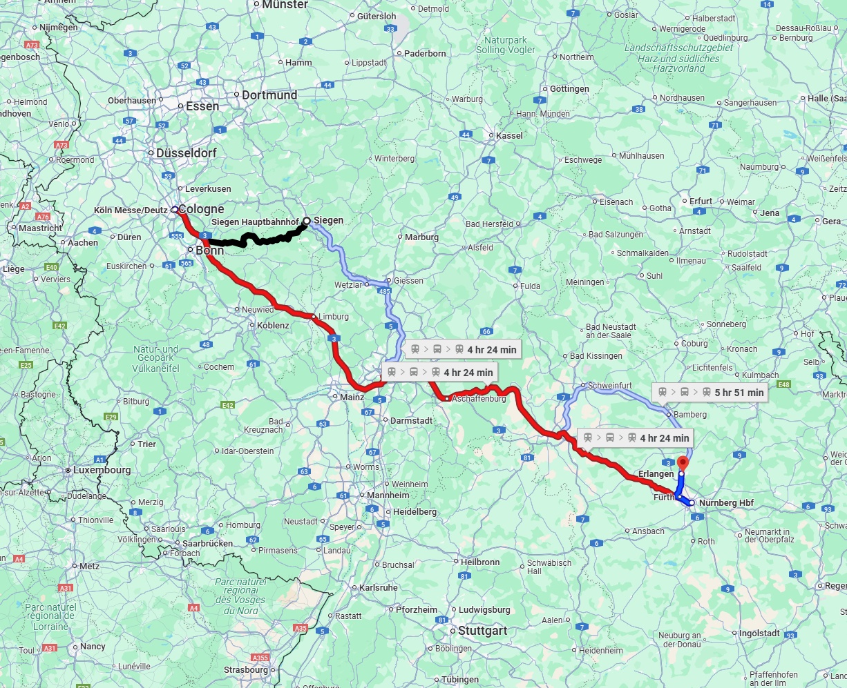 Anreise von Siegen Zu Erlangen Über 