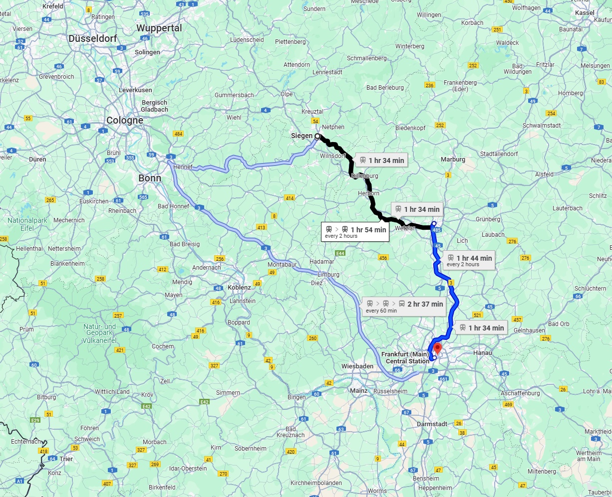 Anreise von Siegen Zu Frankfurt am Main Über 