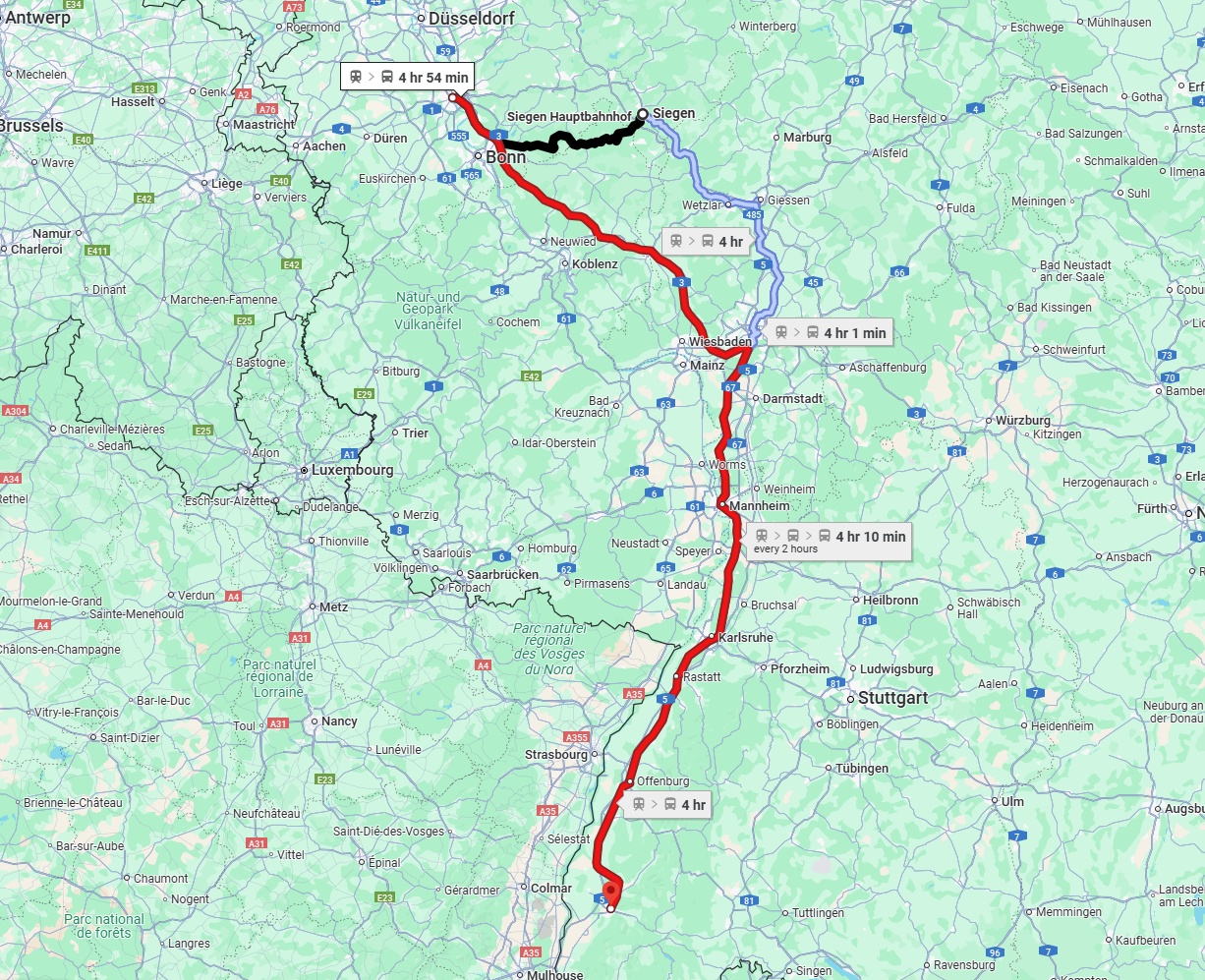 Anreise von Siegen Zu Freiburg im Breisgau Über 