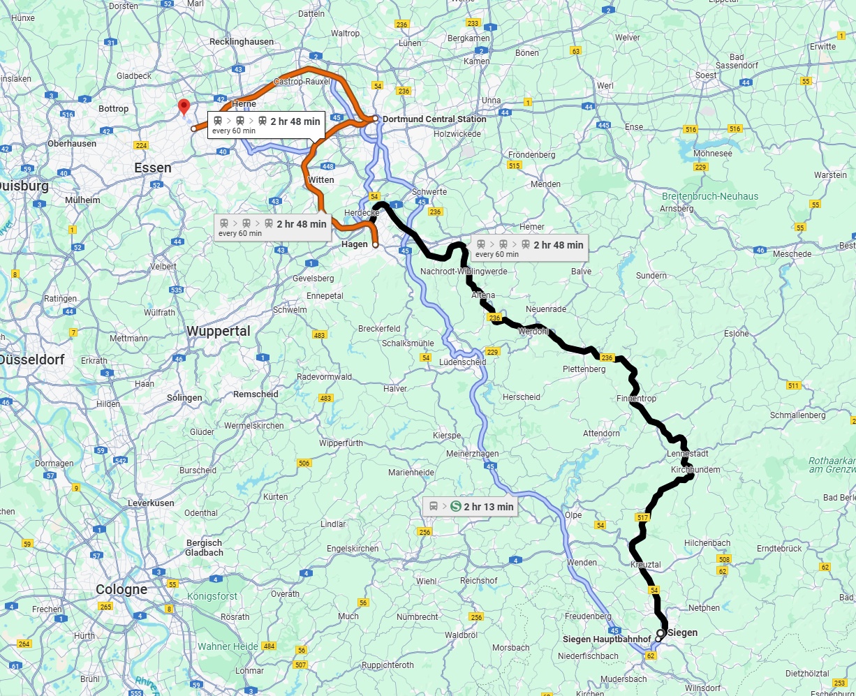 Anreise von Siegen Zu Gelsenkirchen Über 