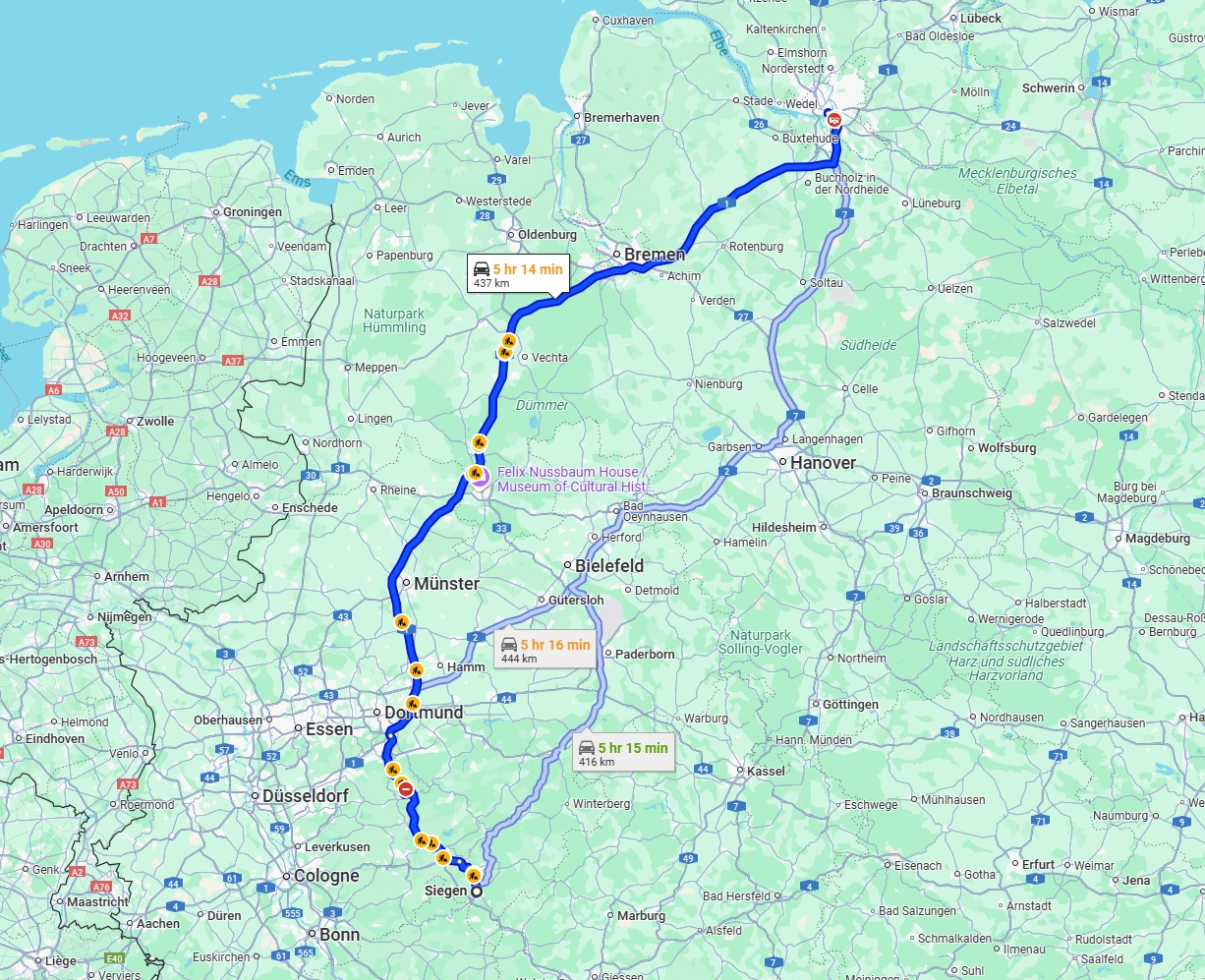 Anreise von Siegen Zu Hamburg Über via A1