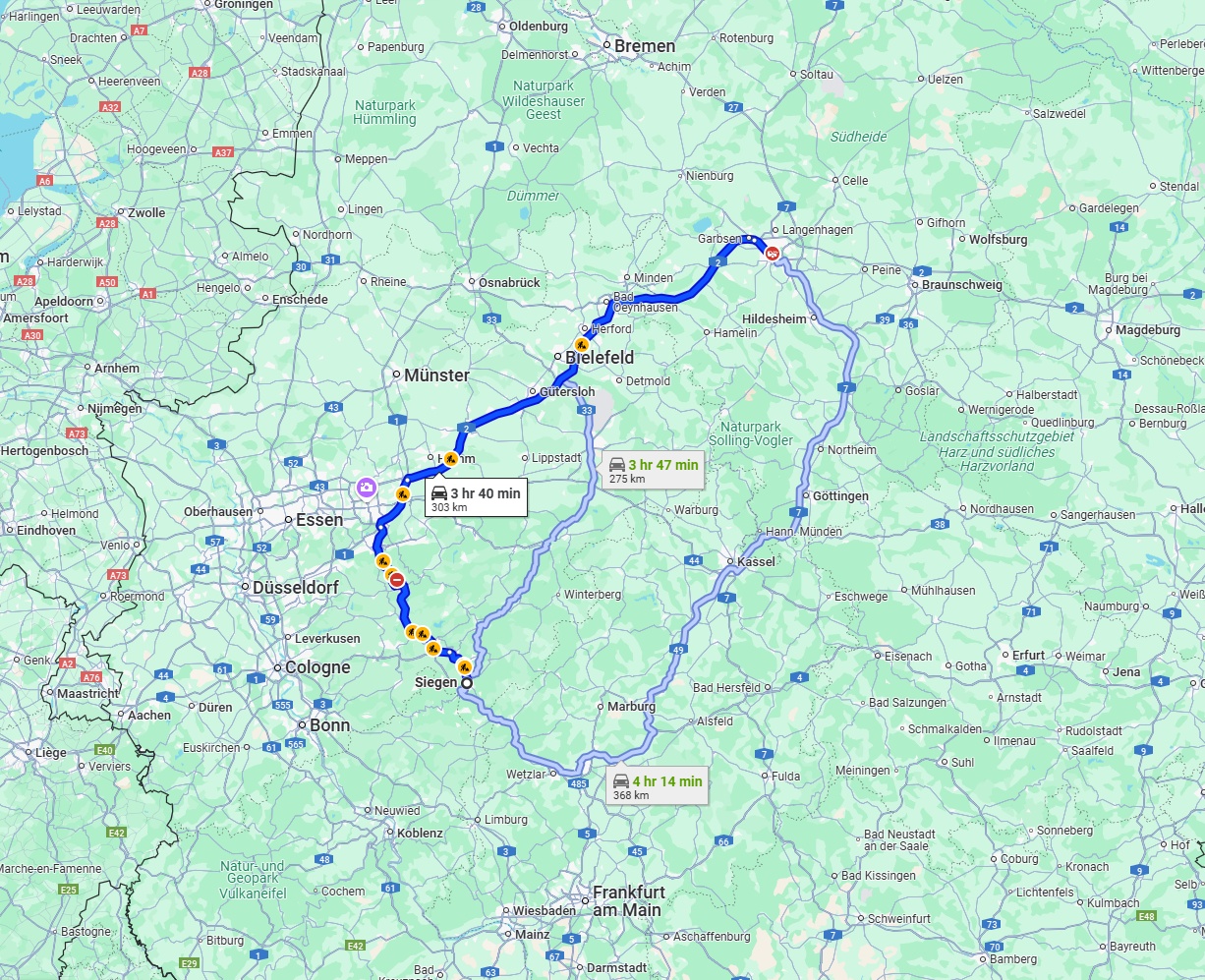 Anreise von Siegen Zu Hannover Über via A2