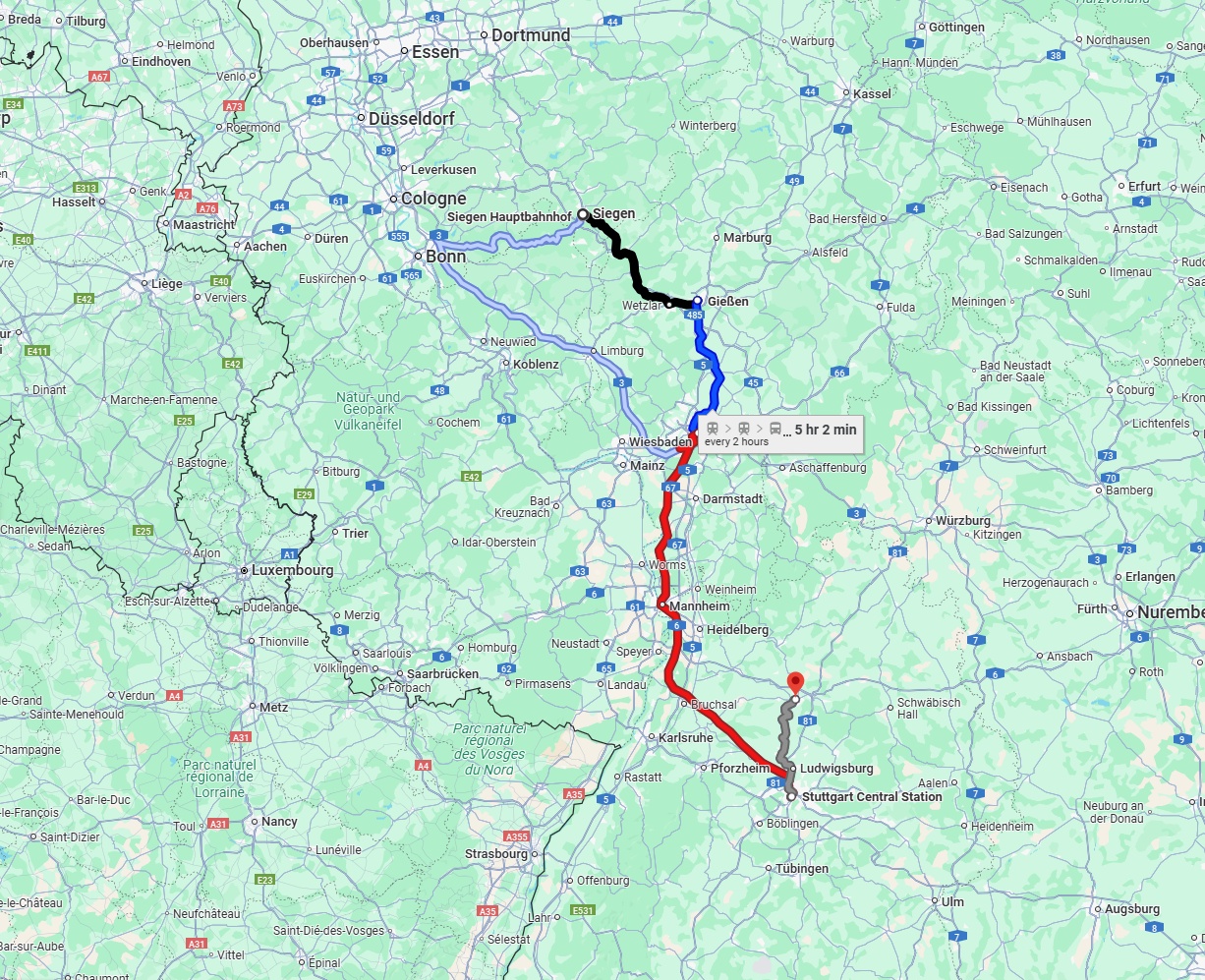 Anreise von Siegen Zu Heilbronn Über 