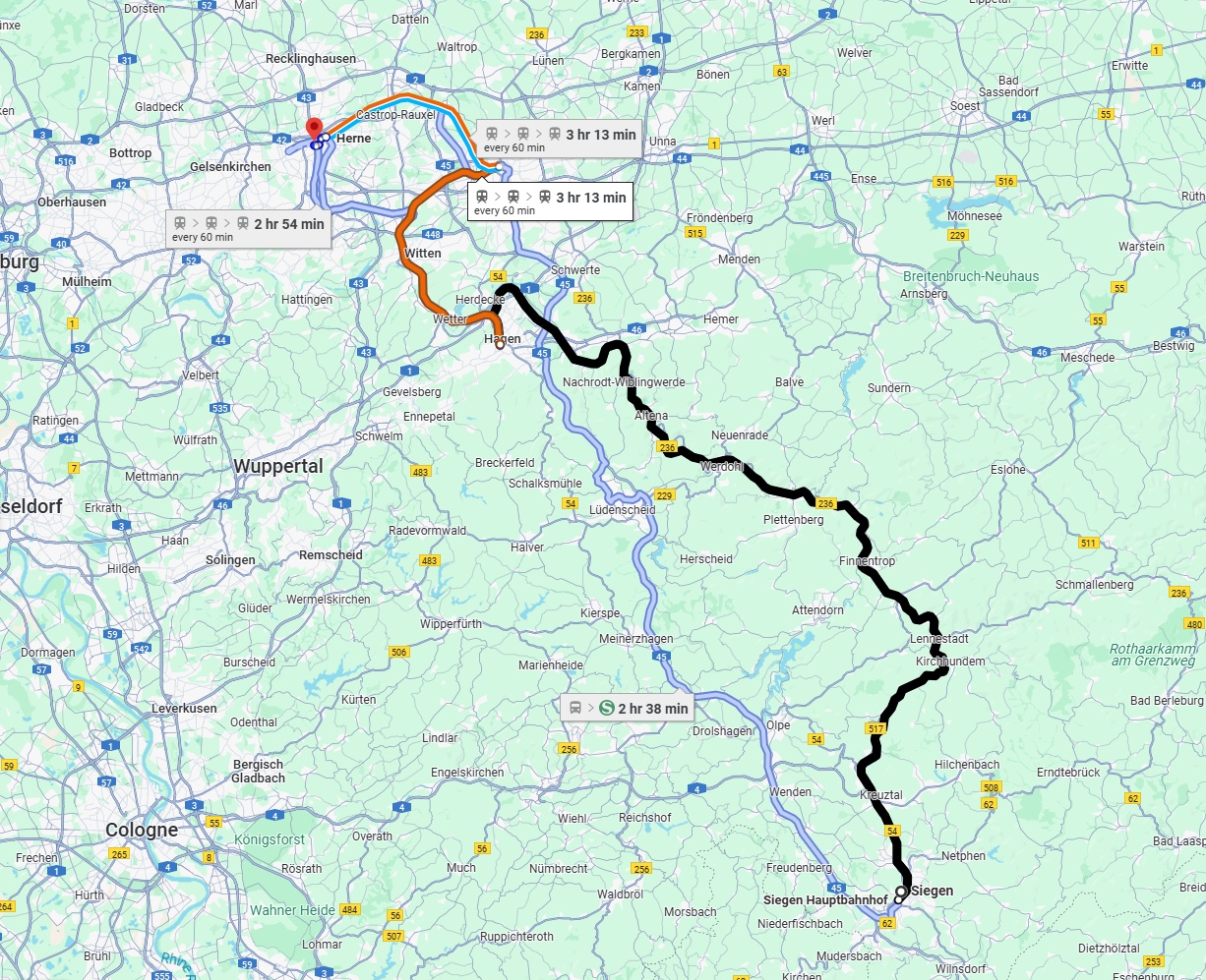 Anreise von Siegen Zu Herne Über 
