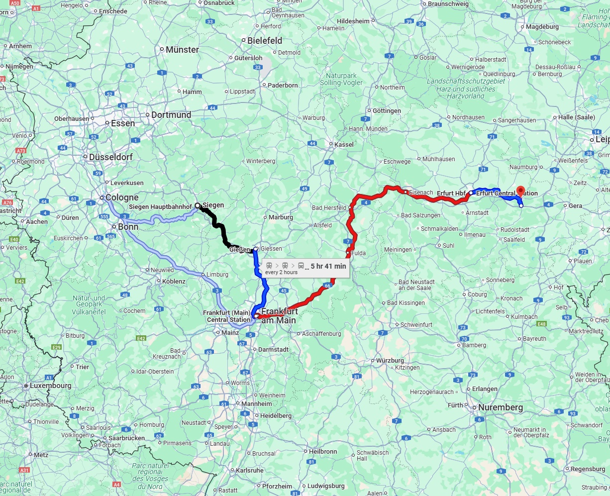 Anreise von Siegen Zu Jena Über 