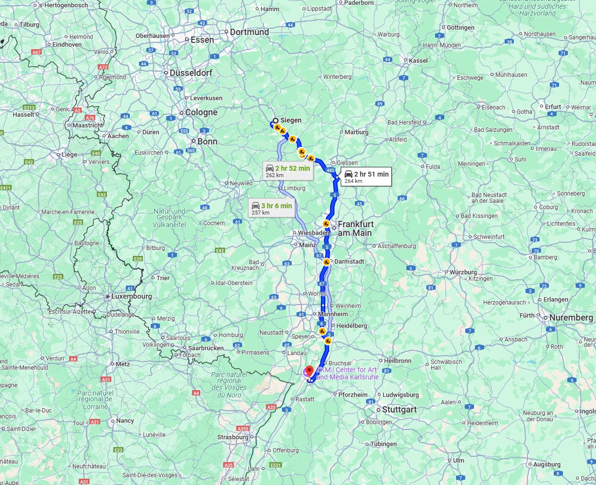 Anreise von Siegen Zu Karlsruhe Über via A45 and A5