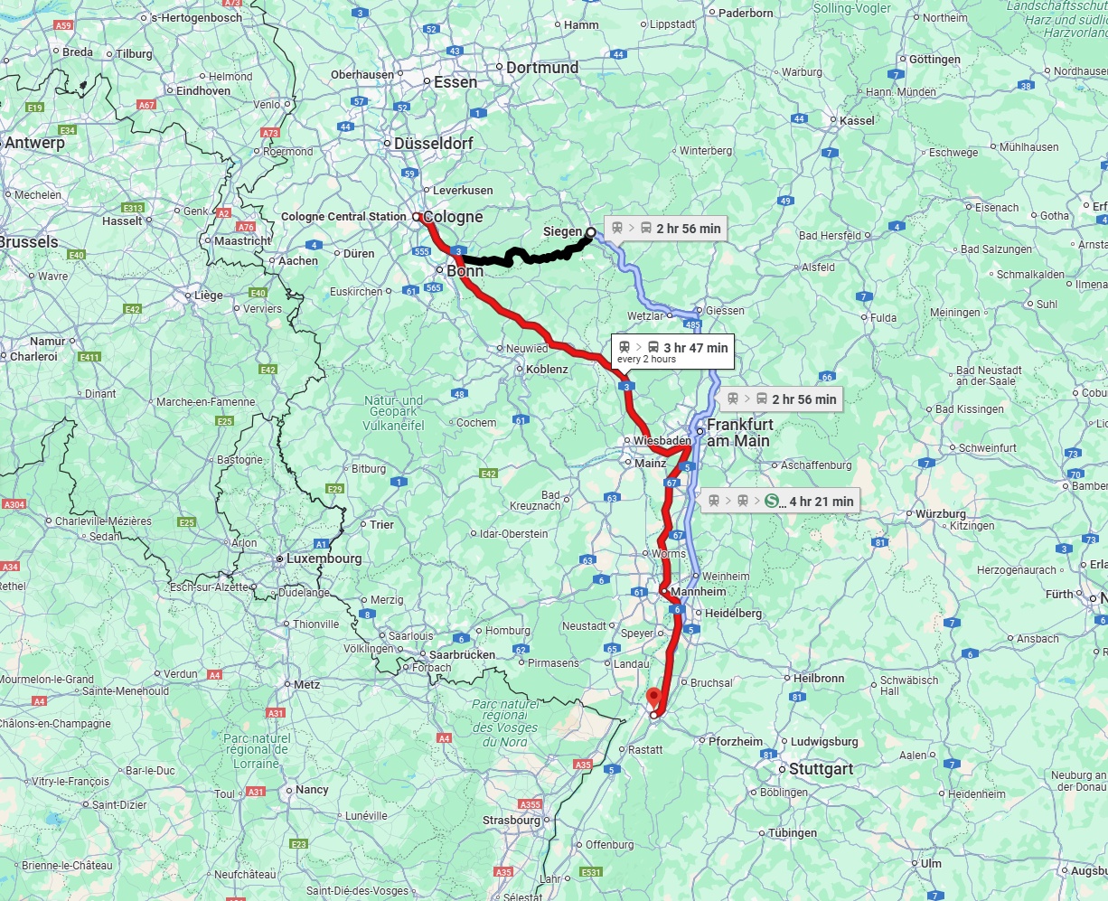 Anreise von Siegen Zu Karlsruhe Über 