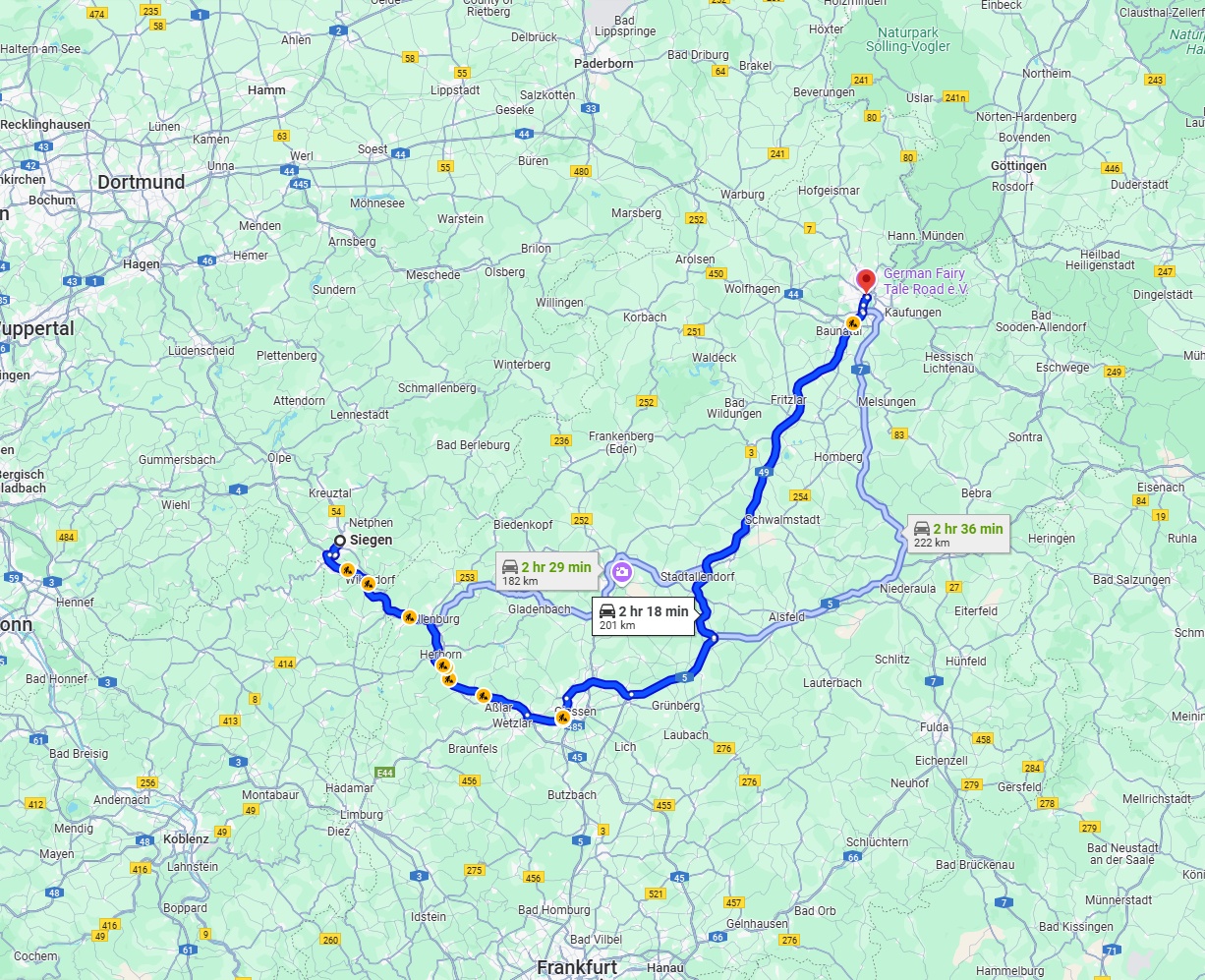 Anreise von Siegen Zu Kassel Über via A45 and A49