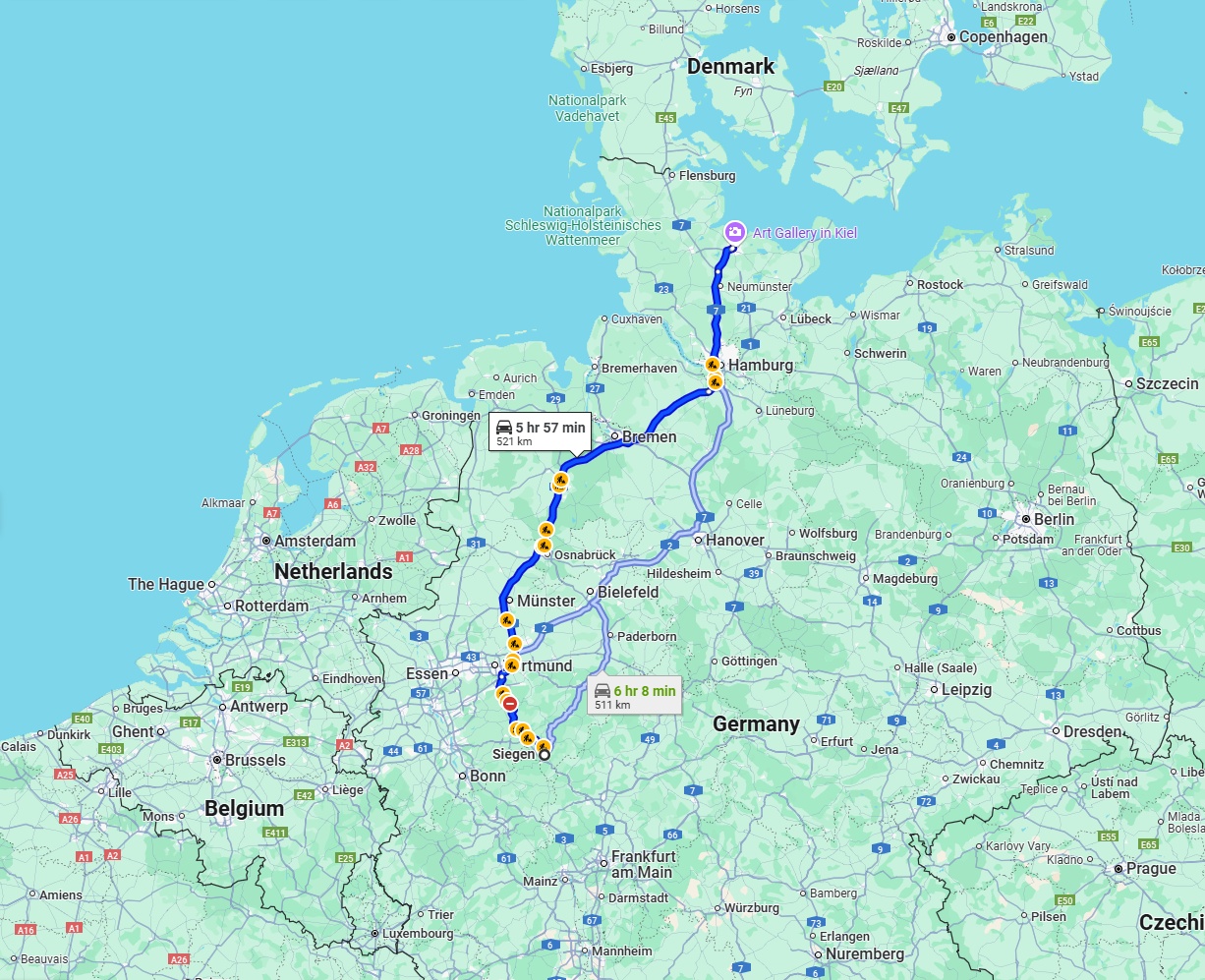 Anreise von Siegen Zu Kiel Über via A1
