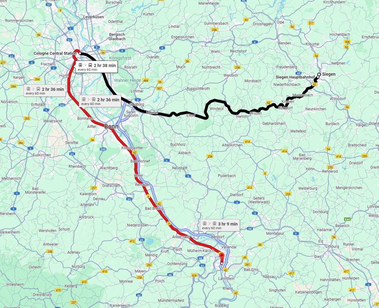 Anreise von Siegen Zu Koblenz Über 