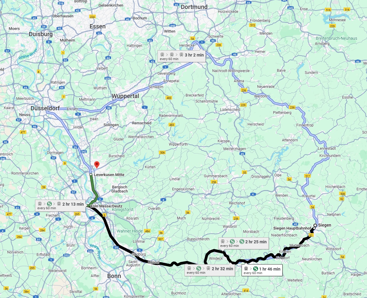 Anreise von Siegen Zu Leverkusen Über 