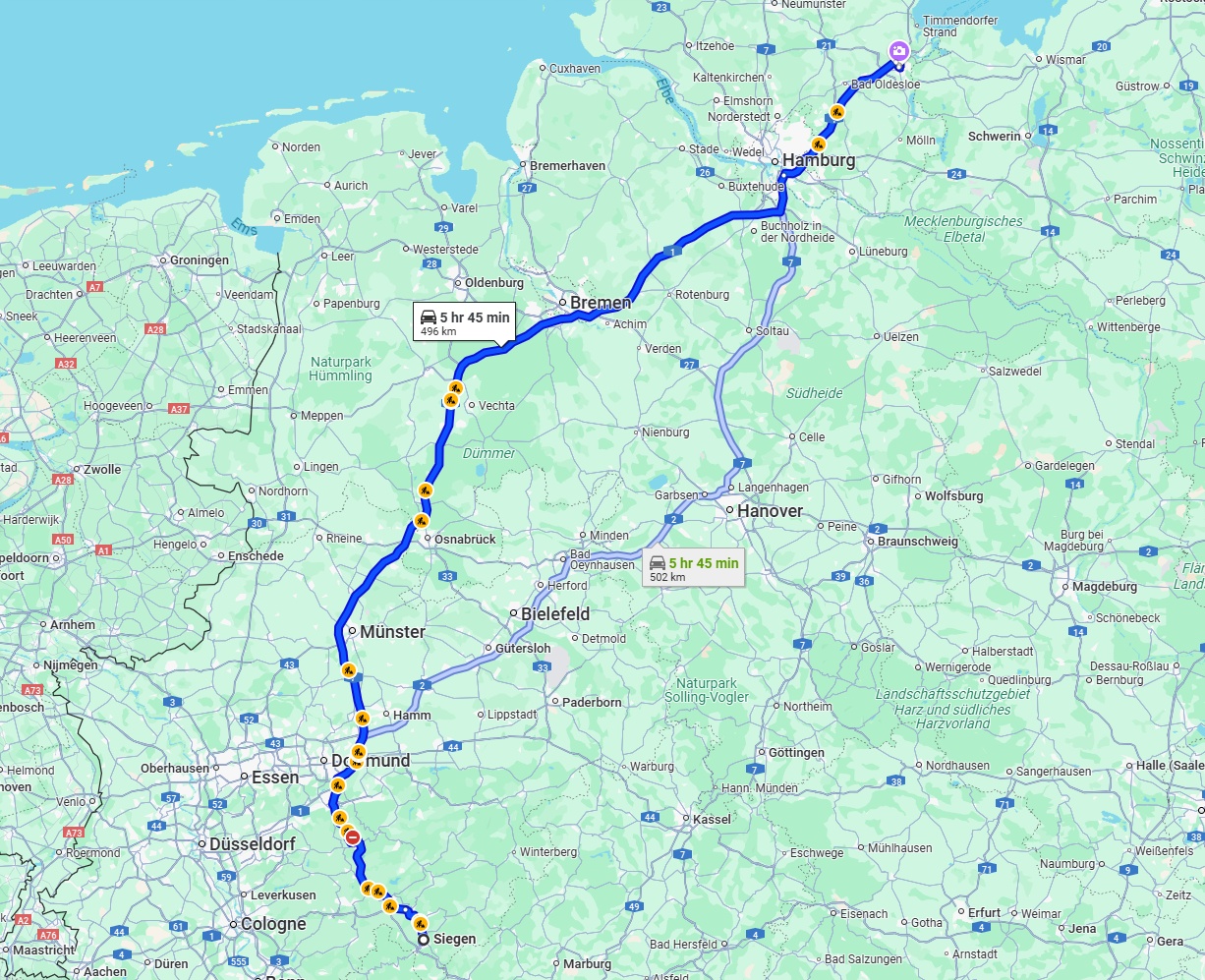 Anreise von Siegen Zu Lübeck Über via A1