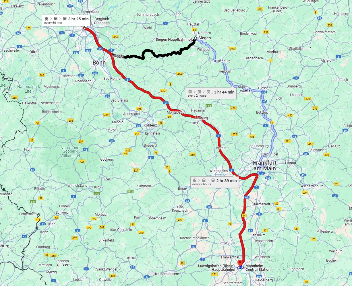 Anreise von Siegen Zu Ludwigshafen am Rhein Über 
