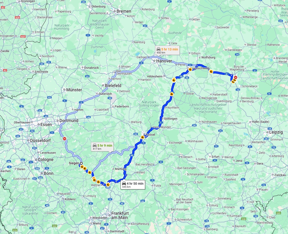 Anreise von Siegen Zu Magdeburg Über via A7