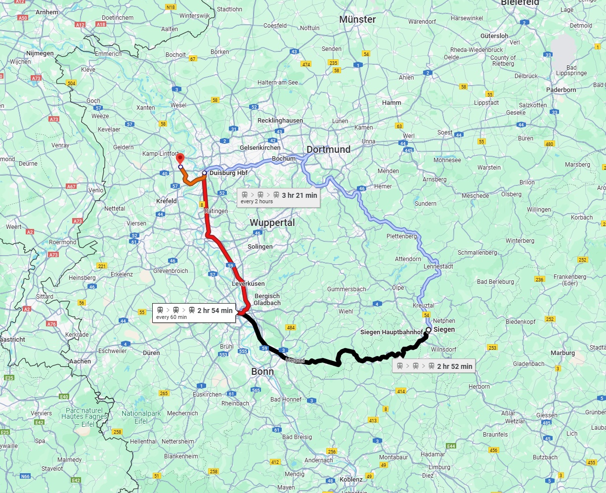 Anreise von Siegen Zu Moers Über 