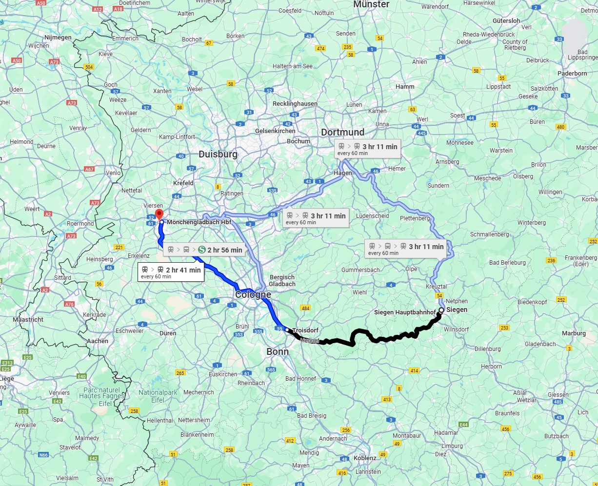 Anreise von Siegen Zu Mönchengladbach Über 