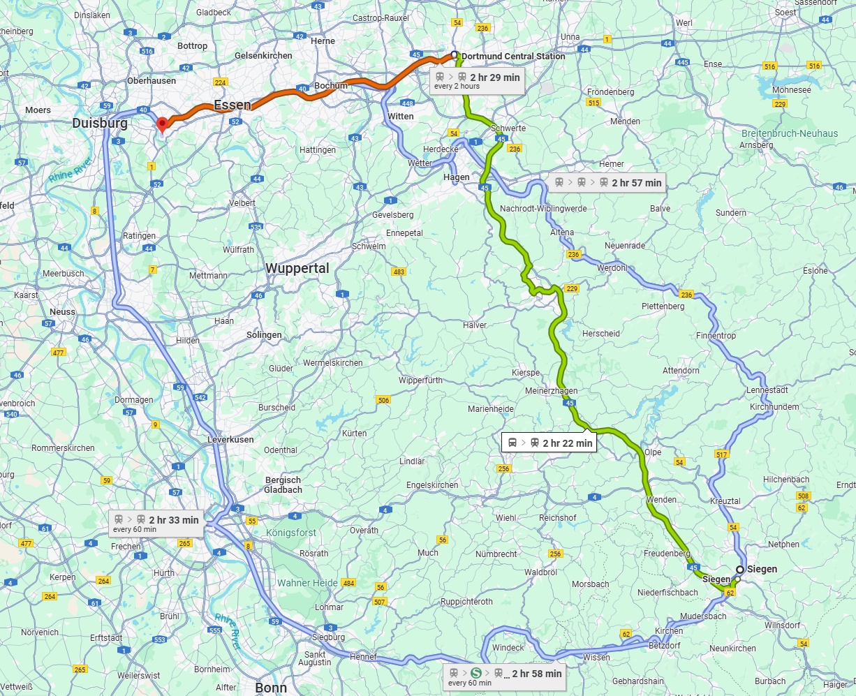Anreise von Siegen Zu Mülheim an der Ruhr Über 