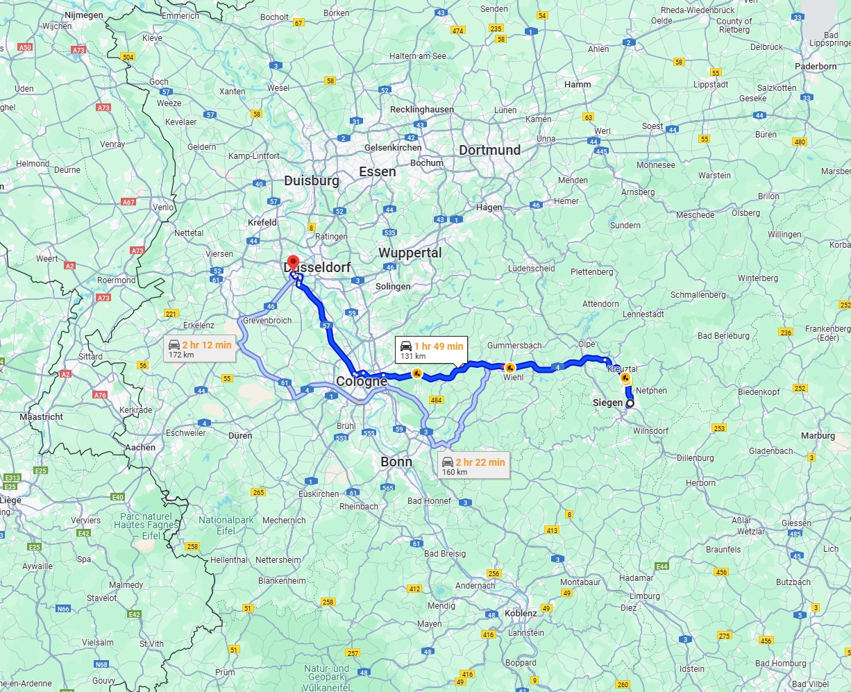 Anreise von Siegen Zu Neuss Über via A4